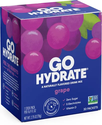 Miniatura 8 de GoHydrate Paquetes de polvo de hidratación instantánea, mezcla de bebidas con electrolitos bajos en sodio, apoyo de hidratación natural, bebida