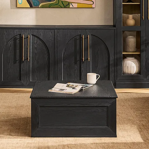 Miniatura 3 de Mopio Blake - Mesa de centro con tapa abatible y almacenamiento, mesa de centro cuadrada moderna de estilo rústico con parte superior fácil