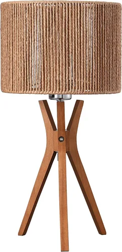 Miniatura 8 de EDISHINE Lámpara de mesa de ratán de 17.5 pulgadas, lámpara de noche de madera con pantalla tejida de cuerda de papel hecha a mano, lámpara