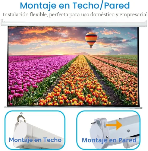 Miniatura 5 de Pantalla de proyector motorizada de 100 pulgadas, pantalla de cine eléctrica HD 16:9 con control remoto, montaje en pared/techo para cine en casa