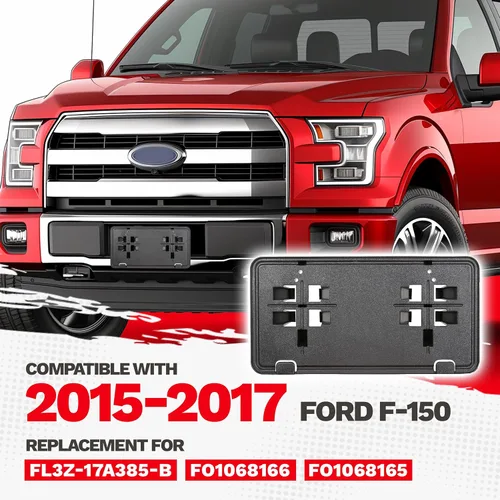 Miniatura 2 de ECOTRIC Soporte para placa de licencia delantera compatible con Ford F-150 F150 2015-2017 Reemplazo para FL3Z-17A385-B FO1068166 FO1068165
