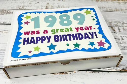 Miniatura 2 de RETRO CANDY YUM ~ Ideas de regalo de cumpleaños número 33 de 1989, surtido de dulces nostálgicos de la infancia, regalos de cumpleaños número 33