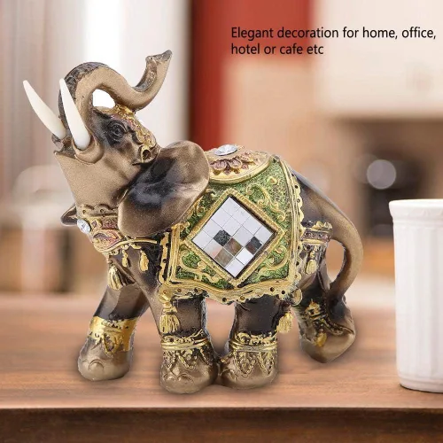 Miniatura 3 de Hztyyier Estatua de elefante verde Feng Shui, decoración de paquidermo de la suerte para el hogar, oficina, riqueza, suerte, regalo