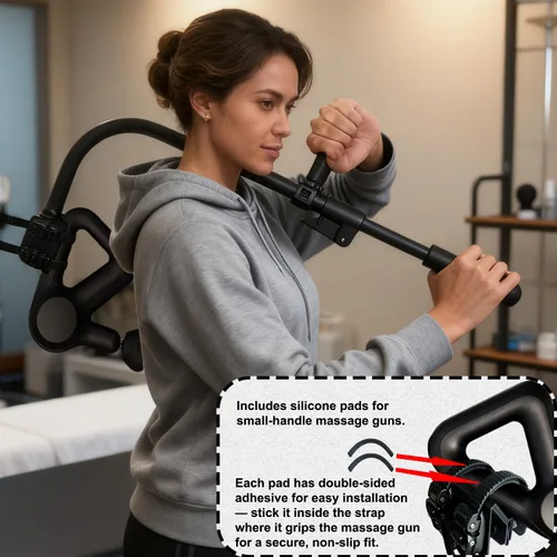 Miniatura 2 de Soporte ajustable para pistola de masaje con rango de longitud de 22 a 28 pulgadas para espalda, cuello y hombros, compatible con la mayoría