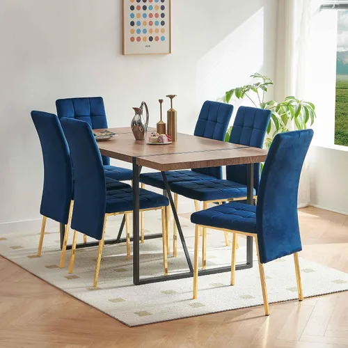 Miniatura 6 de NORDICANA Juego de 4 sillas de comedor tapizadas de terciopelo para cocina clásica, con respaldo alto, sillas auxiliares copetudas de cola de Negro