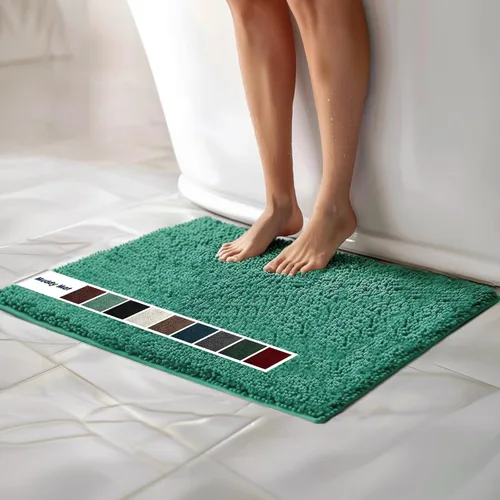 Miniatura 73 de Muddy Mat Alfombras de Baño de Chenilla de Microfibra de Secado Rápido Antideslizantes Lavables, Extra Gruesas, Suaves y Altamente Absorbentes Gris