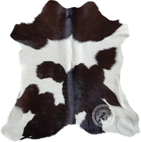Miniatura 8 de Sunshine Cowhides Alfombra de piel de vaca 100 % genuina, color blanco y negro, alfombra de piel de becerro de estilo moderno y alfombra de área
