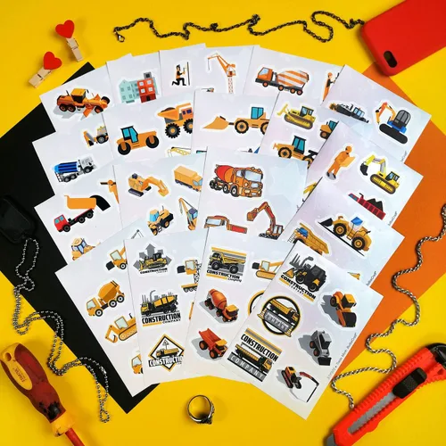 Miniatura 5 de BulbaCraft 100 Piezas de Adhesivos de Construcción - Suministros para Fiesta de Cumpleaños de Construcción, Regalos para Mujeres y Hombres Pegatinas