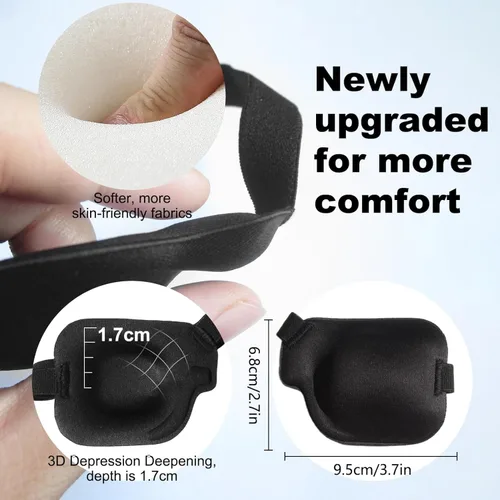 Miniatura 4 de 2 parches para ojos 3D para adultos, parche médico ajustable para ojos perezosos, negro grande (izquierdo y derecho)
