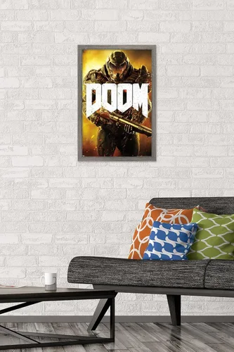 Miniatura 2 de Doom - Póster de pared marino, 22.4 pulgadas de largo x 14.7 pulgadas, versión enmarcada en madera de granero