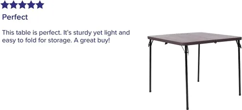 Miniatura 4 de Flash Furniture - Mesa plegable cuadrada de plástico de madera marrón granito de 2.83 pies con asa de transporte