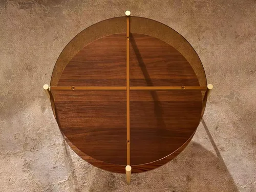 Miniatura 6 de Shrine Mesa de café redonda de vidrio, diseño moderno de mediados de siglo, 30 x 17 pulgadas de diámetro x altura, estructura de 2 niveles, parte