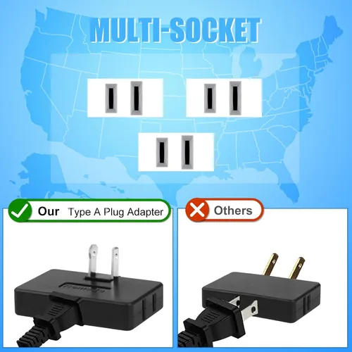 Miniatura 3 de Romeda Paquete de 3 Extensores de Tomacorriente de Pared Plana de CA Adaptador de Enchufe Plano, Adaptador de Pared Plegable de 3 Vías Multi Enchufe
