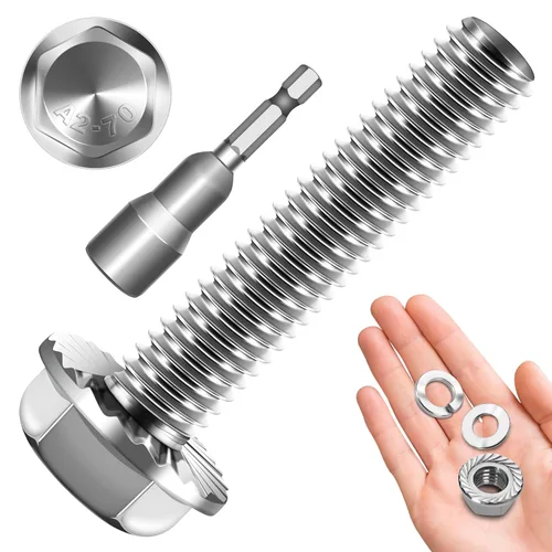 Miniatura 23 de Perno M6x1.0 (10 juegos) M6 x 0.787 in Brida Hex Head Tuercas y Pernos, Tornillos hexagonales de brida de perno M6 con tuercas y arandelas, Surtido