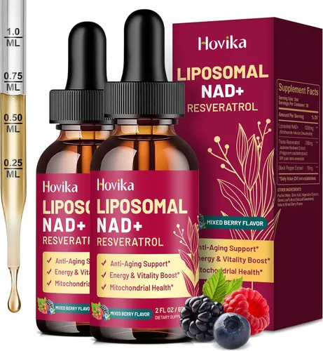 Miniatura 10 de Suplemento NAD liposomal - 1200mg de NAD+ en gotas líquidas para mujeres y hombres con resveratrol, extracto de pimienta negra - Apoyo