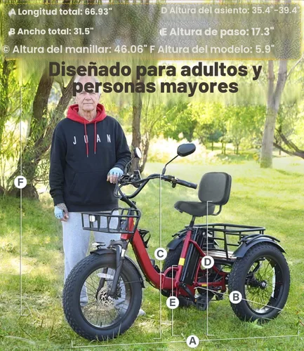 Miniatura 8 de KAKIGO Electric Tricycle for Adults,Peak 1350W Motor Etrike,48V15.6Ah Ebike,20"x4"Fat Tire Aluminum Folding Electric Trike,3-Wheel Electric