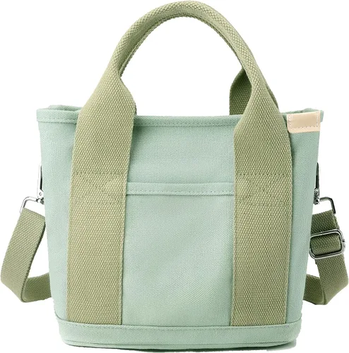Miniatura 4 de SUNNY SHOP Bolsos cruzados para mujer, bolsa de lona con cremallera, organizador de bolsillos, bolsa de almuerzo para mujer, bolso pequeño de hombro