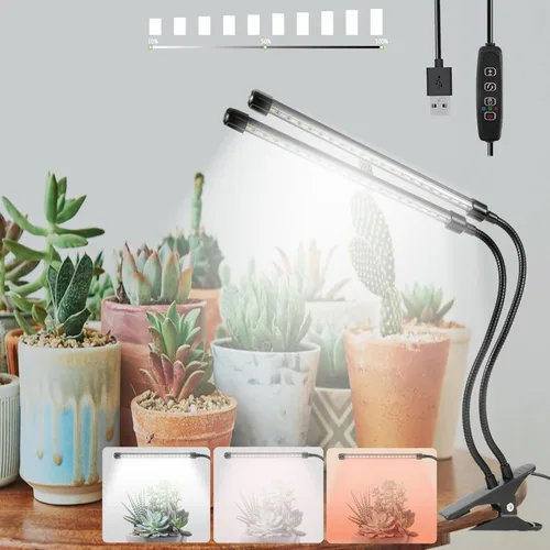 Miniatura 8 de Sunny Power Luces de cultivo con clip para plantas de interior de espectro completo, luz LED de 6000 K para cultivo en interiores con temporizador