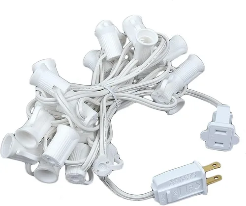 Miniatura 9 de Novelty Lights Cadena de luces de Navidad C7 de 25 pies para exteriores, tira de luces para patio, base de candelabro (C7/E12), espacio de 12 Blanco