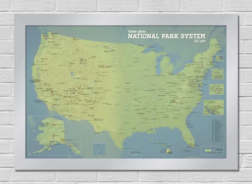 Miniatura 17 de Mapa de unidades del Sistema de Parques Nacionales de Estados Unidos 24x36 (Tierra Natural)