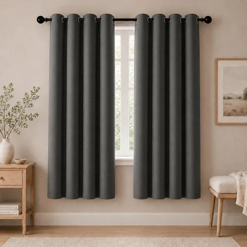 Miniatura 103 de Cortinas de oscurecimiento de habitación de 45 pulgadas de largo para dormitorio y sala de estar, cortinas térmicas aislantes con ojales