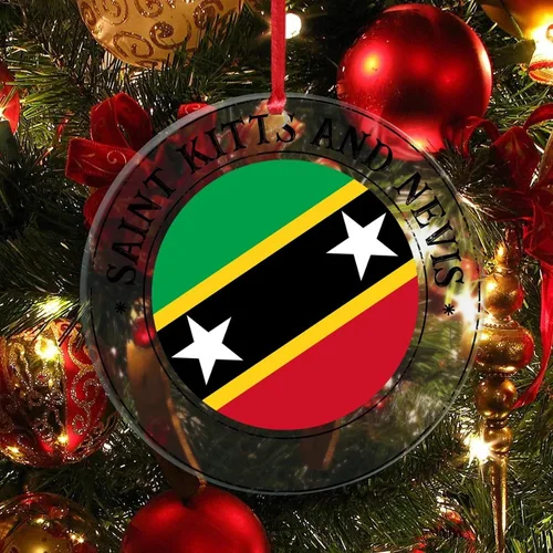 Miniatura 4 de Adorno de Navidad redondo de acrílico transparente de San Cristóbal y Nieves con la bandera nacional de San Cristóbal y Nieves, regalo de Navidad