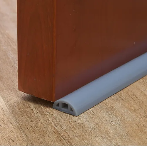 Miniatura 3 de Bloque plegable para baño, tapón de agua, tira de sellado para umbral de ducha, barrera de ducha de silicona autoadhesiva (66 pulgadas-GY)