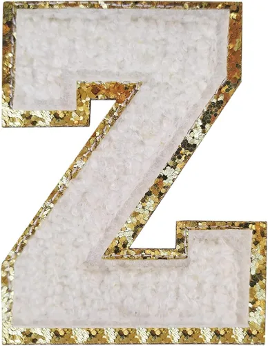Miniatura 114 de SPRT - Parches de letras de chenilla universitaria con purpurina, parche de letras blancas para planchar con letras del alfabeto para disfraz