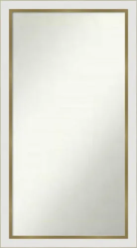 Miniatura 310 de Amanti Art Espejo de baño blanco para sobre el fregadero, 30 x 35 pulgadas, espejo de tocador rectangular estrecho de Eva de oro blanco, marco