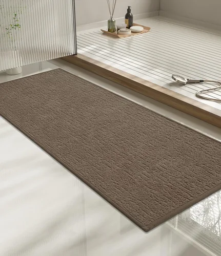 Miniatura 66 de Chakme Juego de 2 alfombras de baño ultrafinas, absorbentes, antideslizantes, lavables a máquina, color negro, 17 x 24 pulgadas / 17 x 30 pulgadas