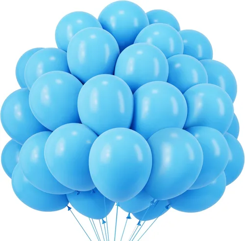 Miniatura 9 de RUBFAC 120 globos de color azul rey de 12 pulgadas, globos de látex mate azul real para cumpleaños, baby shower, graduación, béisbol, náutico