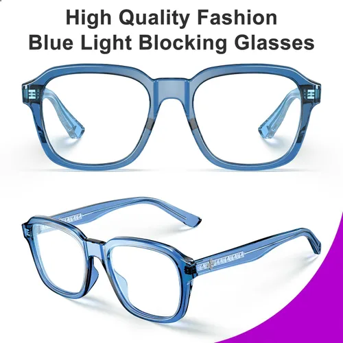 Miniatura 5 de VISOONE Gafas de luz azul de bloqueo con montura cuadrada extragrande de moda para computadora para mujeres y hombres BENNETT Azul Nilo