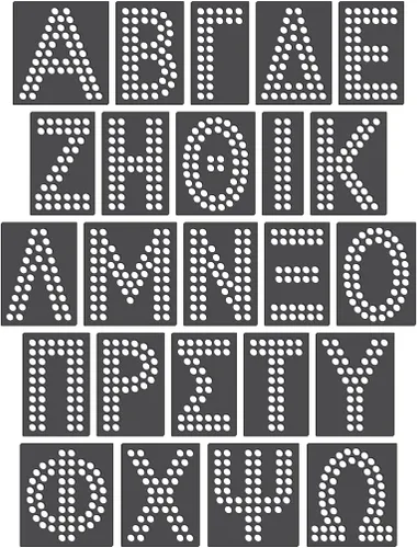 Rhinestone Genie Font-Greek Letters - Plantilla magnética de diamantes de imitación de 2 pulgadas, negro (RT1-FON342)
