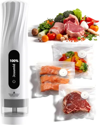 Miniatura 9 de Sellador al vacío para alimentos con 30 bolsas de vacío reutilizables, 6 veces bloqueo de frescura, máquina selladora al vacío portátil inalámbrica