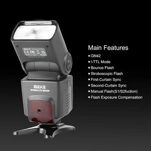 Miniatura 4 de Meike MK430N TTL Flash de cámara Speedlite con pantalla LCD compatible con cámaras Nikon D7100 D5300 D5200 D3500 D3100 D600 D800 D3200 D90 D80 D300