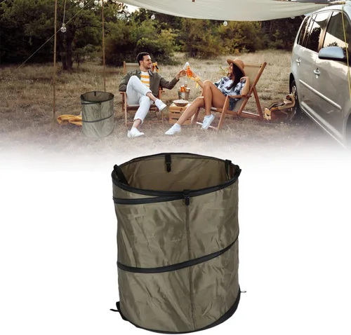 Miniatura 4 de Cubo de basura plegable, resistente al agua, tela Oxford, anillos de acero reforzados, para camping, papelera plegable, portátil, plegable