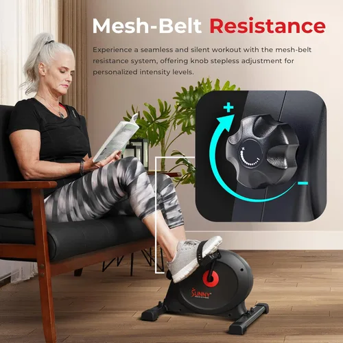 Miniatura 5 de Sunny Health & Fitness Smart Under-Desk Bike Exerciser, Low-Impact Cardio Cycling Equipment for Home/Office, Mini Paddler for Arm/Leg Mobility Negro