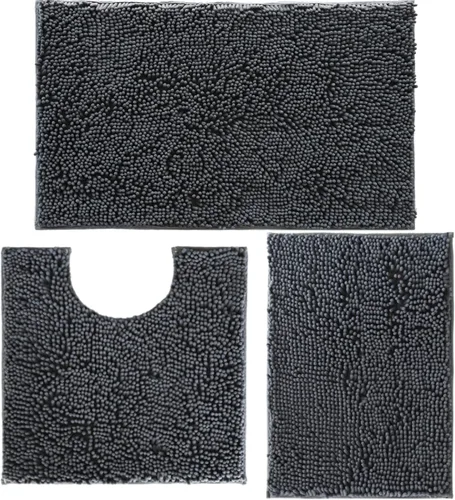 Miniatura 16 de Alfombra de baño azul, súper suave, antideslizante, lavable a máquina, se seca rápidamente, juego de baño ultrasuave de 3 piezas cian-azul