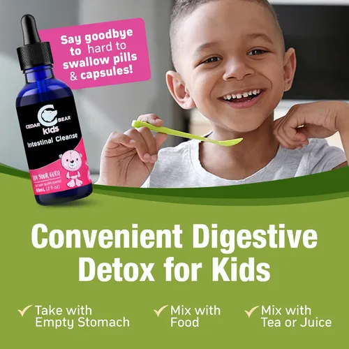 Miniatura 5 de Limpieza intestinal de oso de cedro para niños, un suplemento de hierbas líquido que modera el medio ambiente del sistema digestivo, lo que permite