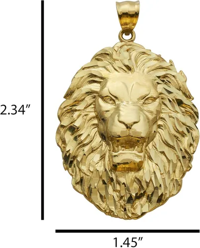 Miniatura 3 de Mr Bling - Colgante de cabeza de león de oro amarillo de 10 quilates 27 x 13in