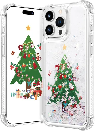 Miniatura 11 de Maxdara Funda de Navidad para iPhone 11, diseño de muñeco de nieve con purpurina líquida brillante cubierta bonita para niñas y niños, 6.1 pulgadas