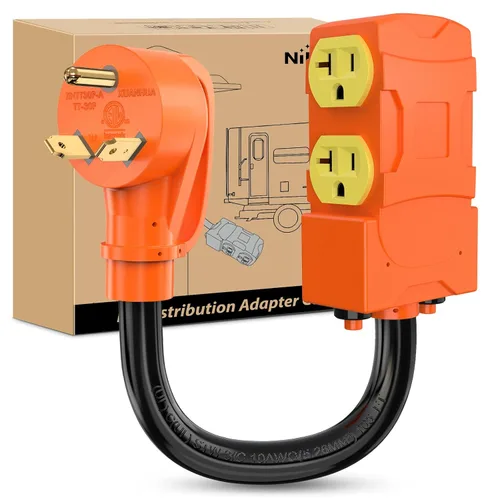 Miniatura 33 de Nilight - 50033R Adaptador de enchufe RV de 18 pulgadas, 50 amperios a 30 amperios, adaptador eléctrico de Dogbone de alta resistencia con mango 115G