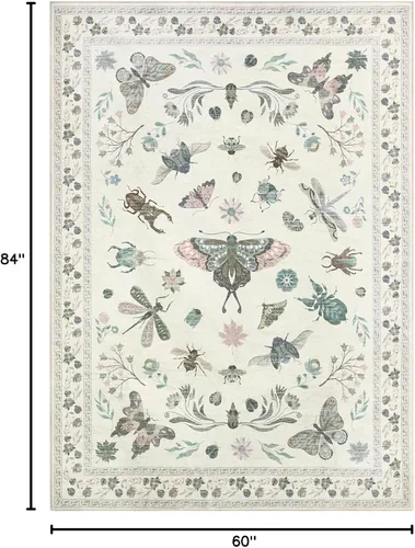 Miniatura 2 de Alfombras lavables con estampado de insectos 5x7, alfombras suaves para sala de estar, alfombra ultradelgada antideslizante moderna para dormitorio