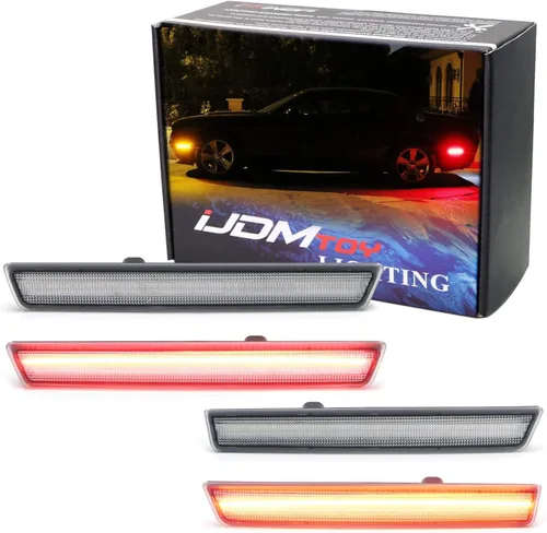 iJDMTOY Kit de luz de marcador lateral LED ámbar y rojo con lente transparente, compatible con Dodge Challenger 2015-22, alimentado por LED total de