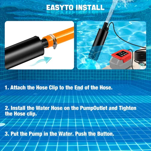 Miniatura 5 de Bomba de agua portátil para batería Milwaukee M-18 de iones de litio de 18 V M-18, bomba de transferencia de agua inalámbrica de barril de lluvia