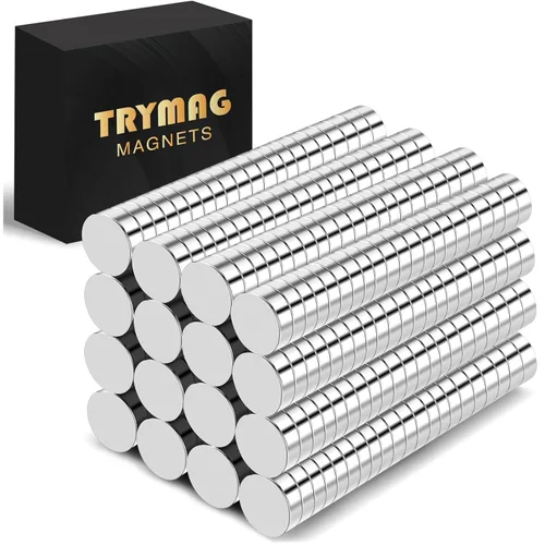 Miniatura 7 de TRYMAG 200 piezas de imanes pequeños de neodimio de 6 x 2 mm, imanes de tierras raras para pizarra, pequeños discos redondos para nevera, Plateado