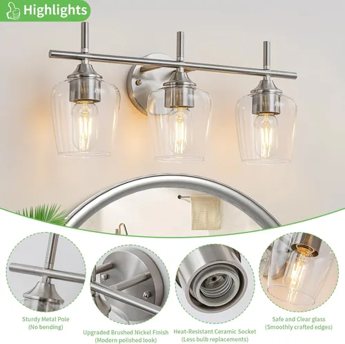 Miniatura 2 de Accesorios de luz de baño de 2 luces, Luz de tocador moderna negra, Lámpara de pared de baño para espejo, cocina, dormitorio, pasillo, sala