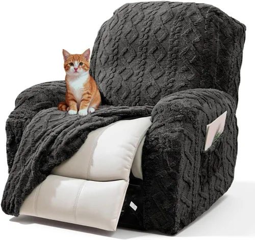 Miniatura 18 de vctops Verde Navideño 4 Piezas Fundas para Sillón Reclinable de Felpa Jacquard Geométrica Suaves Peludas Mullidas Funda para Sofá y Sillón