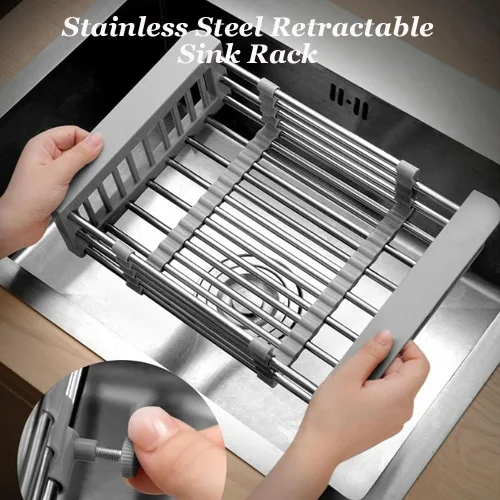 Miniatura 4 de Extend - Cesta de drenaje para fregadero de cocina, estante retráctil de acero inoxidable con pluma ajustable, cesta extensora multifuncional