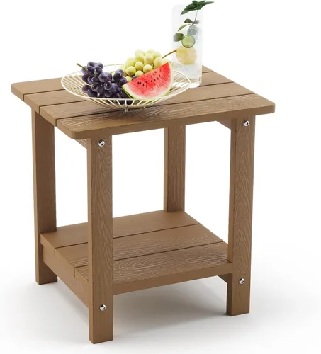Miniatura 16 de LUE BONA - Mesa auxiliar de exterior Adirondack, mesa auxiliar de patio de 2 niveles Aruba Blue HDPS, mesa auxiliar resistente a la intemperie, mesa